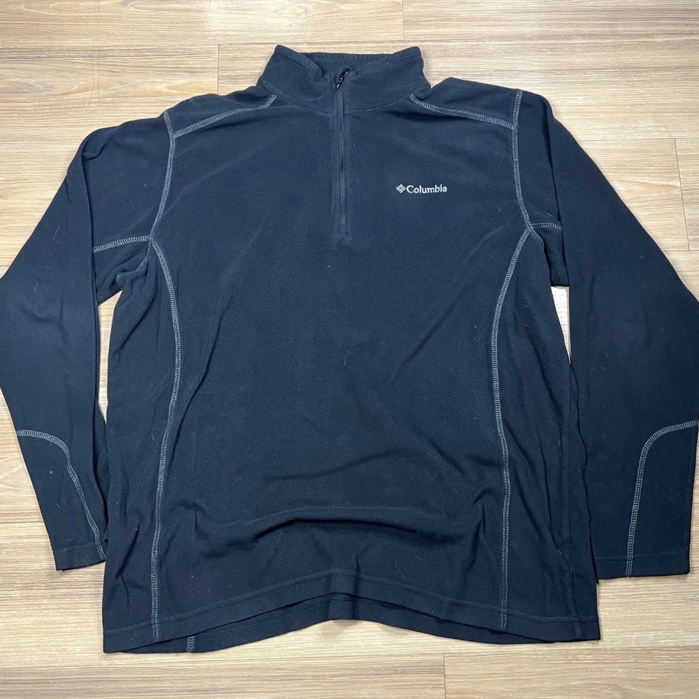 Columbia Mens Fleece Quarter Zip Pullover Contrast Stitch Black Large